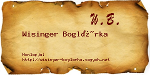 Wisinger Boglárka névjegykártya